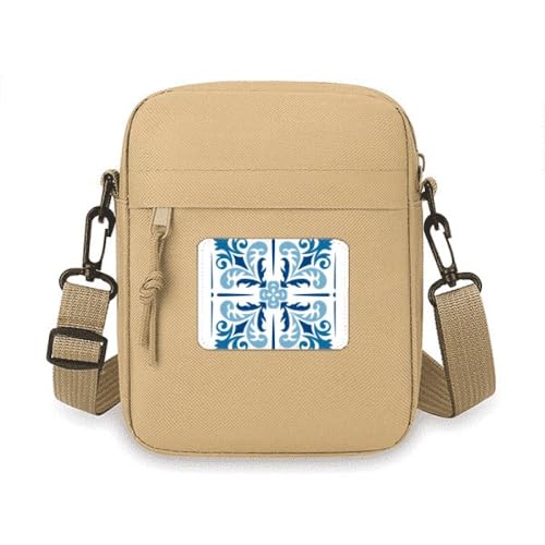 Marokko, dekorative Blumen-Ilustration, Umhängetasche, Handytasche, Handtasche, Mini-Umhängetasche, Blau von no/no
