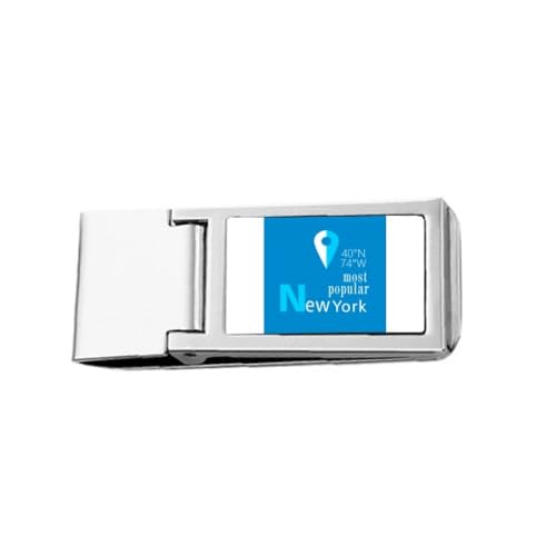 New York Geography Coordinates Trave Slim Money Clip Stainless Holder Pocket Wallet von no/no