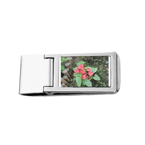 Rote Blume Kerze Art Deco Mode Slim Geldklammer Edelstahl Halter Tasche Geldbörse von no/no