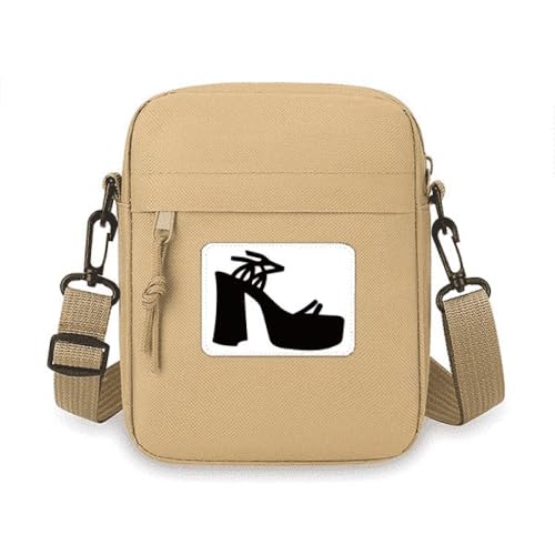 Schwarze Damen-Umhängetasche mit High Heels, Umrissmuster, Umhängetasche, Handy, Geldbörse, Handtasche, Schultertasche, Mini-Tasche Schwarze Damen-Umhängetasche mit High Heels, Umrissmuster, Umhängetasche, Handy, Geldbörse, Handtasche, Schultertasche, Mini-Tasche von no/no