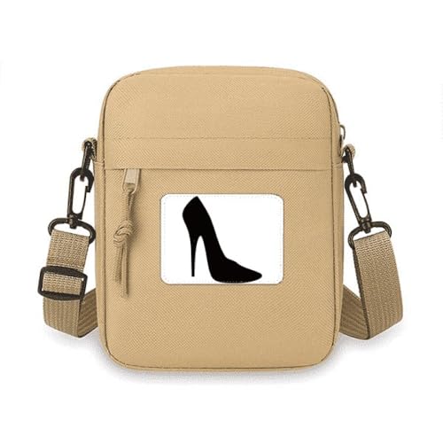 Schwarze High Heels Umrissmuster Crossbody Tasche Handy Geldbörsen Handtasche Schulter Mini Tasche von no/no