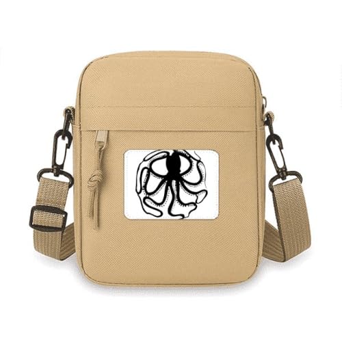 Schwarze Octopus Marine Life Pattern Crossbody Bag Handy Geldbörsen Handtasche Schulter Mini Tasche von no/no