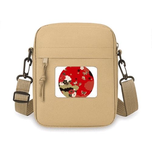 Umhängetasche, Handytasche, Handtasche, Mini-Umhängetasche, Blumenmuster, Rot von no/no