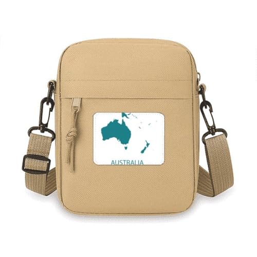 Umhängetasche mit Kontinent, Motiv: Australien, Ozeanien, Kontinent, Umrisskarte, Handytasche, Handtasche, Mini-Umhängetasche von no/no