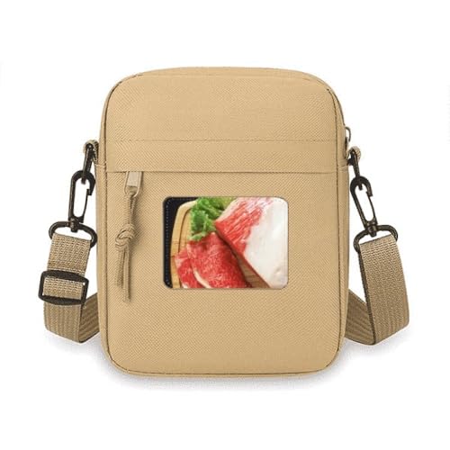 Umhängetasche mit Lammbein, rohes Fleisch, Lebensmitteltextur, Handytasche, Handtasche, Mini-Umhängetasche von no/no
