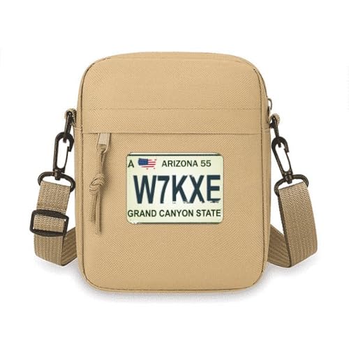 Umhängetasche mit amerikanischem Auto-Lizenznummer-Motiv, Umhängetasche, Handytasche, Handtasche, Mini-Umhängetasche von no/no