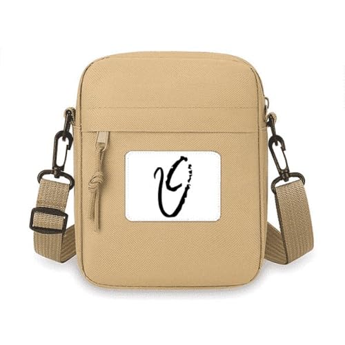 Umhängetasche mit griechischem Alphabet, Theta, Schwarz, Handy, Geldbörse, Handtasche, Schultertasche, Mini-Tasche von no/no