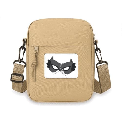 Umhängetasche mit schwarzem Katzenkopf "Happy Carnival Of Venedig", Umhängetasche, Handytasche, Handtasche, Mini-Umhängetasche von no/no