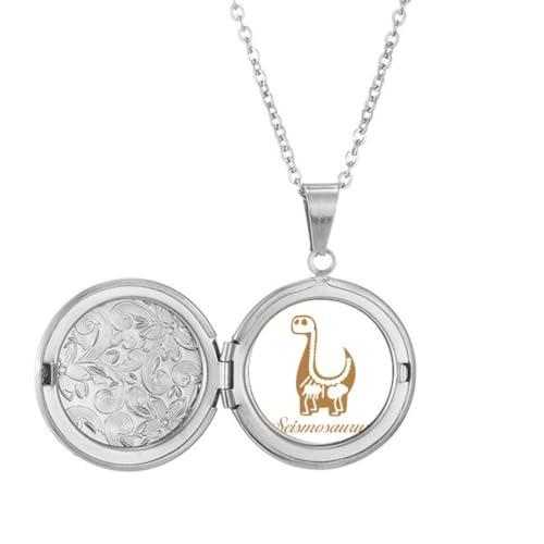 no/no B Dinosaurier Diplodocus Art Deco Fashion Medaillon Halskette Halten Bild Schmuck Geburtstagsgeschenk von no/no