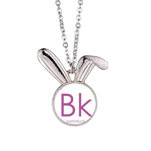 no/no Chestry Elements Halskette mit Anhänger, Motiv: Periodentisch, Berkelium, Berkelium, Bk, Kaninchen, Tierschmuck, Geschenk von no/no