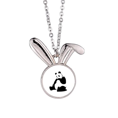 no/no China National Treasure Panda Umriss Kaninchen Halskette Anhänger Häschen Tier Schmuck Geschenk von no/no
