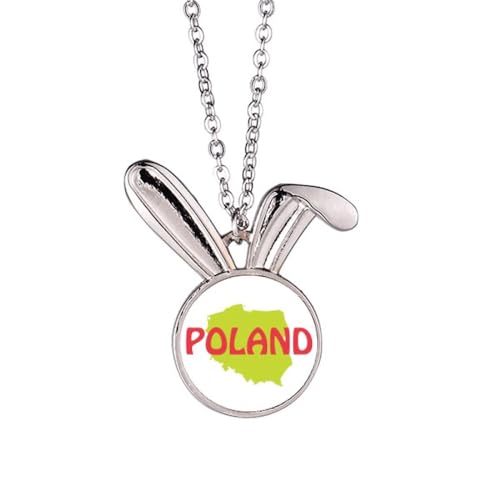 no/no Euan Map Warschau, Polen, Hasen-Halskette, Anhänger, Hase, Tierschmuck, Geschenk von no/no