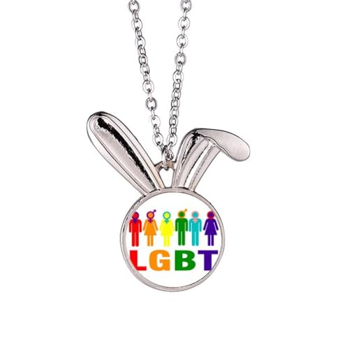 no/no Geschlechtsdifferenzierung Identität Regenbogen Männer Frauen Kaninchen Halskette Anhänger Häschen Tier Schmuck Geschenk von no/no