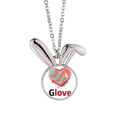 no/no Halskette mit Anhänger, Motiv: Handschuh, Art-Deco, modisch, Kaninchen, Tierschmuck, Geschenk von no/no