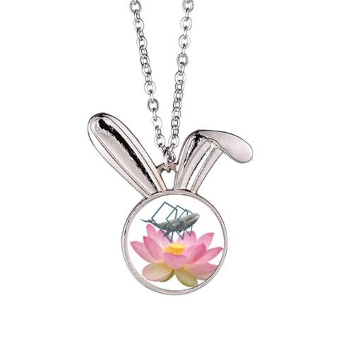 no/no Halskette mit Anhänger, Motiv: Lotuswal, Blume, Vogel, Heiliger Hase, Tierschmuck, Geschenk von no/no
