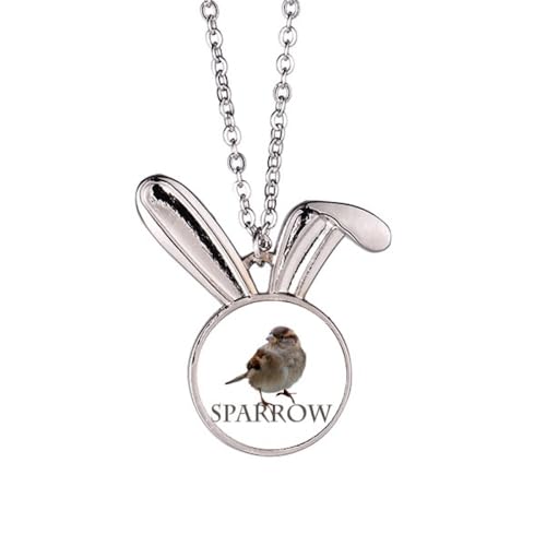 no/no Halskette mit Anhänger, Motiv: Spatzen, Vögel, Kaninchen, Tierschmuck, Geschenk von no/no