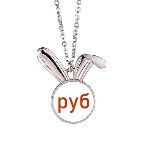 no/no Halskette mit Anhänger, Russland-Währungssymbol, Rubel, Rubel, Kaninchen, Tierschmuck, Geschenk von no/no