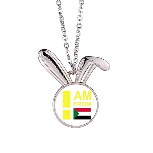 no/no Halskette mit Anhänger "I Am From Sudan", Art-Deco, modisch, Kaninchen, Tierschmuck, Geschenk von no/no