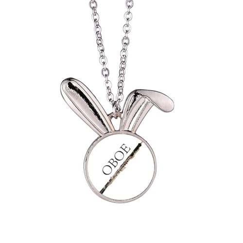 no/no Halskette mit Anhänger in Form eines klassischen Musikinstruments, Oboe, Kaninchen, Tierschmuck, Geschenk von no/no