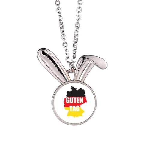 no/no Halskette mit Anhänger mit Aufschrift "German Salutation Hello Map", Kaninchen, Tierschmuck, Geschenk no/no Halskette mit Anhänger mit Aufschrift "German Salutation Hello Map", Kaninchen, Tierschmuck, Geschenk von no/no