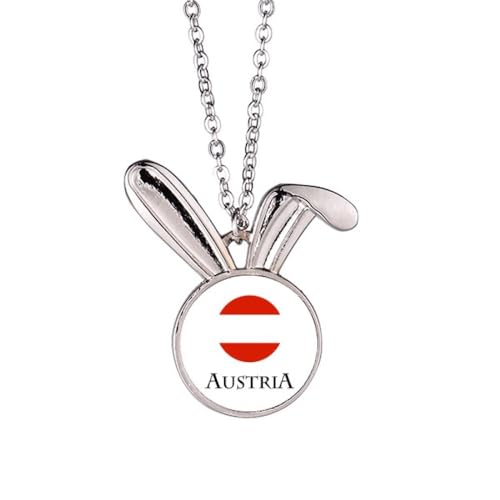 no/no Halskette mit Anhänger mit österreichischer Euan-Flagge, Wiener, Hase, Tierschmuck, Geschenk von no/no