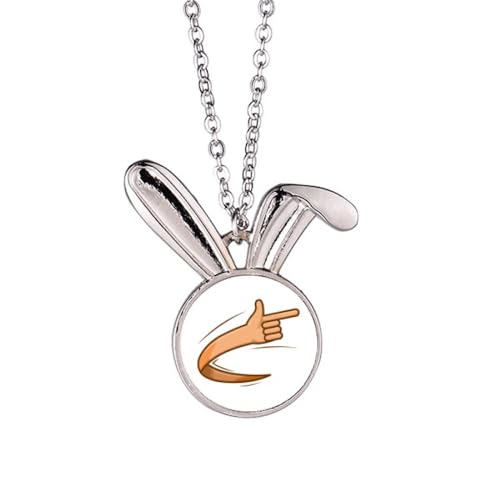 no/no Halskette mit Handsignal, Bewegung, Konvolut, Kaninchen, Tierschmuck, Geschenk von no/no