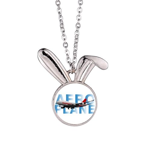 no/no Halskette mit Hasen-Anhänger, Motiv: Flugzeug, Tier, Schmuck, Geschenk von no/no