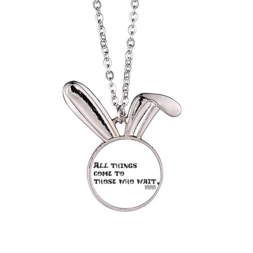 no/no Halskette mit Hasen-Anhänger mit englischem Motto, Selbstmotivation, Hase, Tierschmuck, Geschenk von no/no