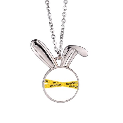 no/no Halskette mit Logo, gelbe Gefahrenlinie, Art-Deco, modisch, Hase, Tierschmuck, Geschenk von no/no