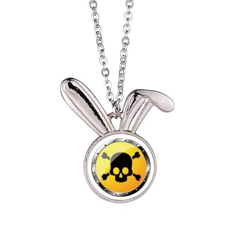 no/no Halskette mit Logo und gelbem Hintergrund, tödliche Substanz, Kaninchen, Tierschmuck, Geschenk von no/no