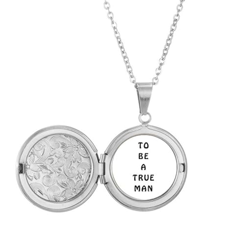 no/no Halskette mit Medaillon, Aufschrift "Become True Man Love Future" von no/no