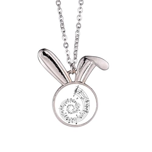 no/no Halskette mit Musiknote, Art-Deco, modischer Hasen-Anhänger, Hase, Tierschmuck, Geschenk von no/no