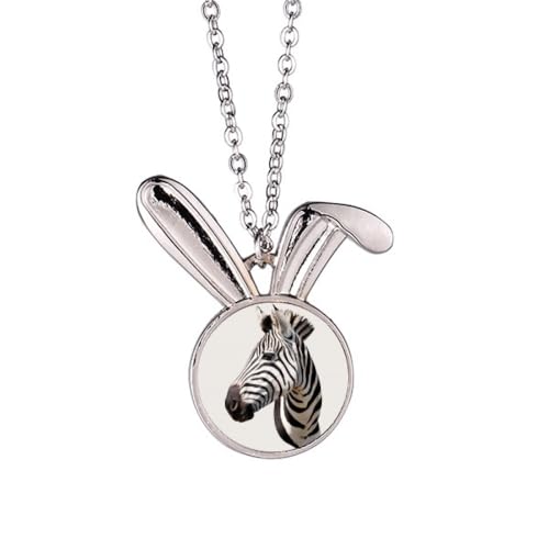 no/no Halskette mit Pferde-Streifen, schwarz-weiß, Afrika, Kaninchen, Tierschmuck, Geschenk von no/no