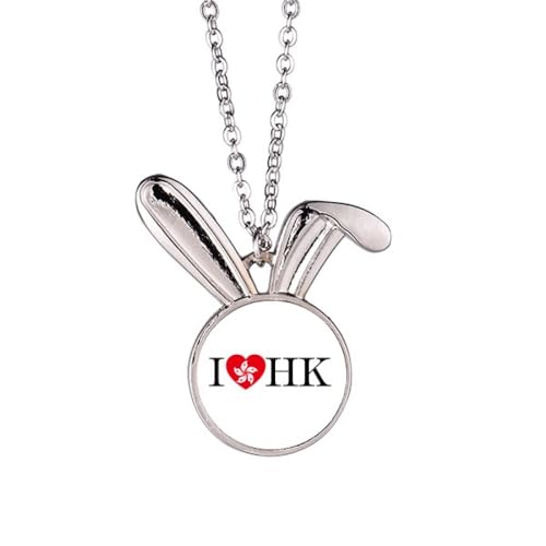 no/no Hong Kong Loves Heart Individuelle Country Rabbit Halskette Anhänger Häschen Tier Schmuck Geschenk von no/no