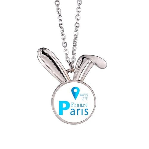 no/no Paris Geography Koordinaten Trave Rabbit Halskette Anhänger Häschen Tier Schmuck Geschenk von no/no
