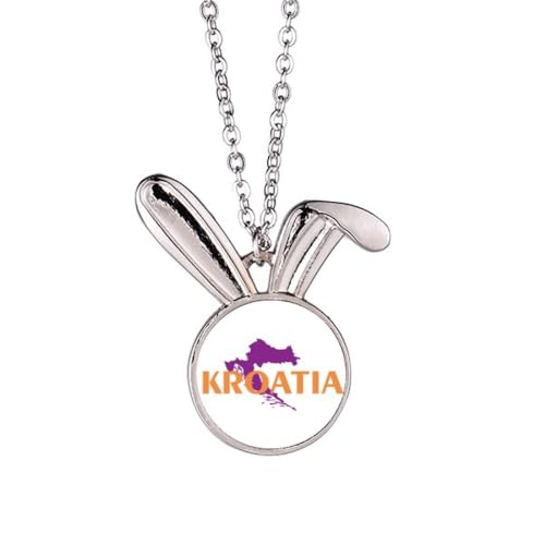 no/no map kroatia eu Art Deco Halskette mit Hasen-Anhänger, Hase, Tierschmuck, Geschenk von no/no