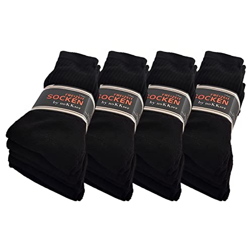 noKKser 10 | 20 | 30 Paar Tennissocken Sportsocken Arbeitssocken Herren & Damen Socken Baumwolle Weiß Grau Schwarz (35-38,20 Paar | Schwarz) von noKKser