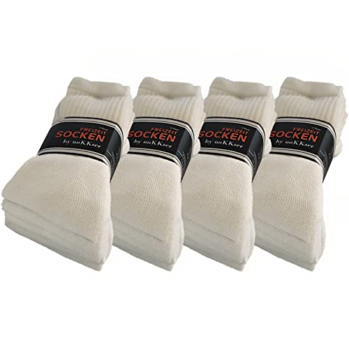 noKKser 10 | 20 | 30 Paar Tennissocken Sportsocken Arbeitssocken Herren & Damen Socken Baumwolle Weiß Grau Schwarz (35-38,20 Paar | Weiss) von noKKser