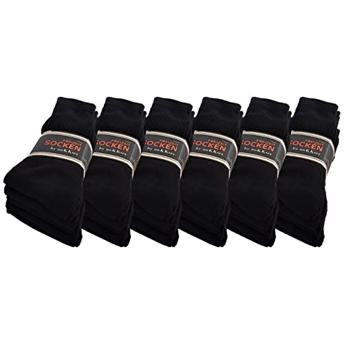 noKKser 10 | 20 | 30 Paar Tennissocken Sportsocken Arbeitssocken Herren & Damen Socken Baumwolle Weiß Grau Schwarz (43-46,30 Paar | Schwarz) von noKKser