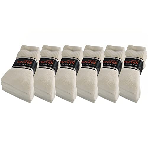 noKKser 10 | 20 | 30 Paar Tennissocken Sportsocken Arbeitssocken Herren & Damen Socken Baumwolle Weiß Grau Schwarz (43-46,30 Paar | Weiss) von noKKser