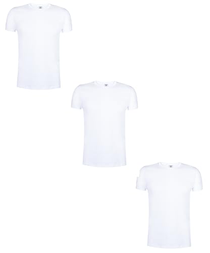 3 Stück Herren Unisex Kurzarm T-Shirt Rundhals Crew Neck im Set Classic Fit 100% weiche Baumwolle Ring Spun Gesponnen 150g/m2 Qualität, Single Jersey von S bis 3XL (Weiß S 3er Pack) von noTrash2003