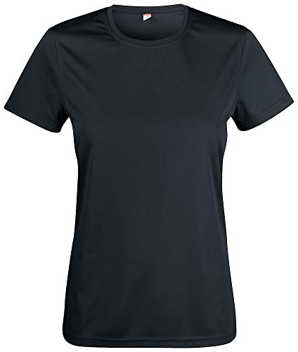 Atmungsaktives Damen-T-Shirt für Fitness, Sport und Freizeit mit UV50-Sonnenschutz. Das Sportshirt besteht zu 100% aus Polyester und verwendet Spin-Dye-Gewebe Schwarz XXL von noTrash2003