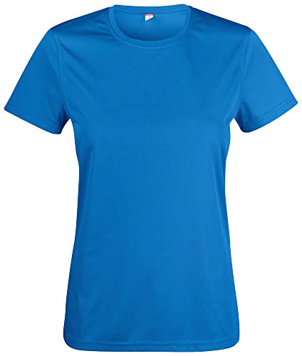 Atmungsaktives Damen-T-Shirt für Fitness, Sport und Freizeit mit UV50-Sonnenschutz. Das Sportshirt besteht zu 100% aus Polyester und verwendet Spin-Dye-Gewebe Royalblau M von noTrash2003