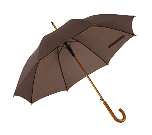 Automatik Regenschirm Holzschirm Stockschirm Portierschirm mit gebogenem Rundhaken Holzgriff in 103 cm Durchmesser von notrash2003 (Dunkelbraun) von noTrash2003
