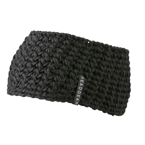 Extrabreites Handgehäkeltes Stirnband mit Fleece Innenfutter für die kalte Jahreszeit für Damen und auch für Herren Winter Skifahren (Schwarz) von noTrash2003