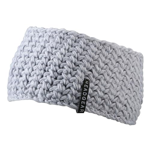 Extrabreites Handgehäkeltes Stirnband mit Fleece Innenfutter für die kalte Jahreszeit für Damen und auch für Herren Winter Skifahren (Silber) von noTrash2003