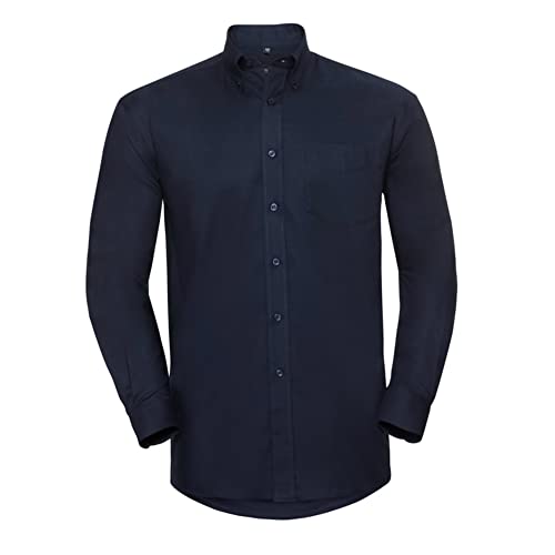 Herren Langarm Business Oxford Oberhemd mit Button-Down Kragen Easy Care Pflegeleicht Rückenpasse S bis 6XL, Navy (Dunkelblau) 6XL von noTrash2003