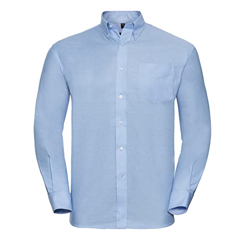 Herren Langarm Business Oxford Oberhemd mit Button-Down Kragen Easy Care Pflegeleicht Rückenpasse S bis 6XL, Oxfordblau (Hellblau) 6XL von noTrash2003