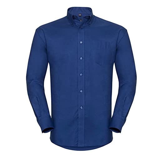 Herren Langarm Business Oxford Oberhemd mit Button-Down Kragen Easy Care Pflegeleicht Rückenpasse S bis 6XL, Royalblau XXL von noTrash2003