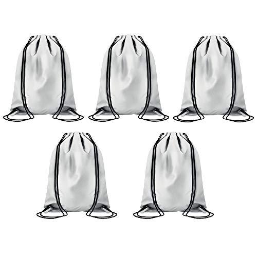 noTrash2003 Sicherheits Reflektor Beutel mit Kordelzug nicht nur für Kinder Tasche Rucksack Umhängetasche silber reflektierend Tragetasche (5er) von noTrash2003